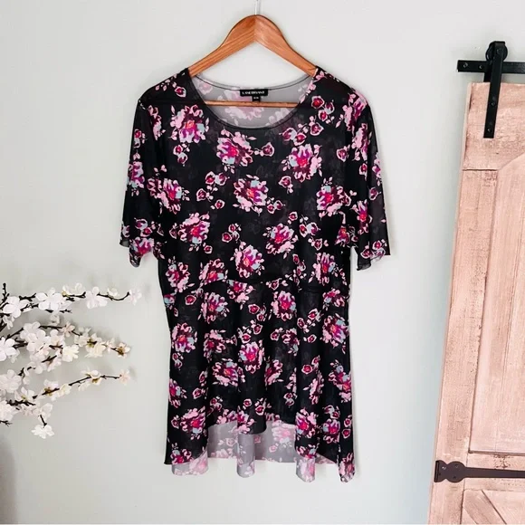 Lane Bryant Floral Mesh Peplum Top Size 18/20 - Picture 3 of 5